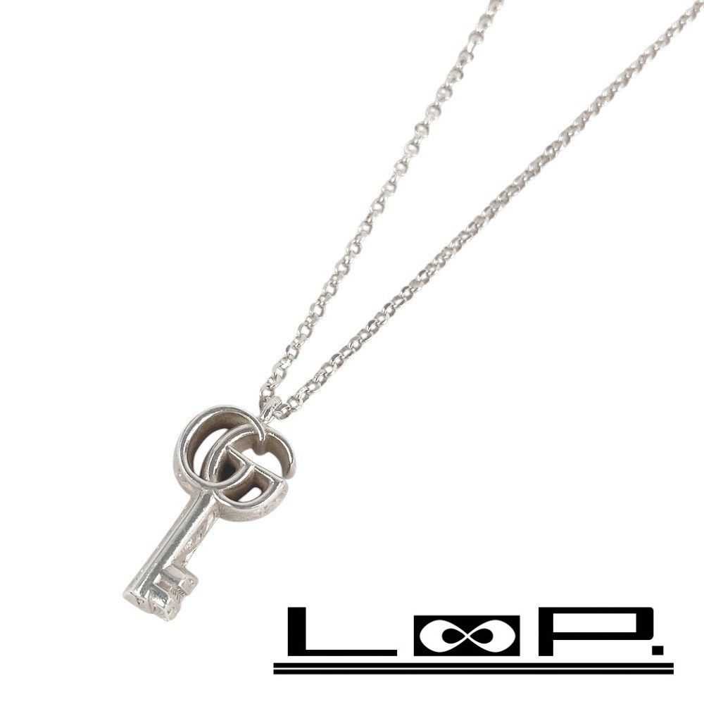 □美品□ グッチ ダブル G キー 鍵 ネックレス アクセサリー シルバー