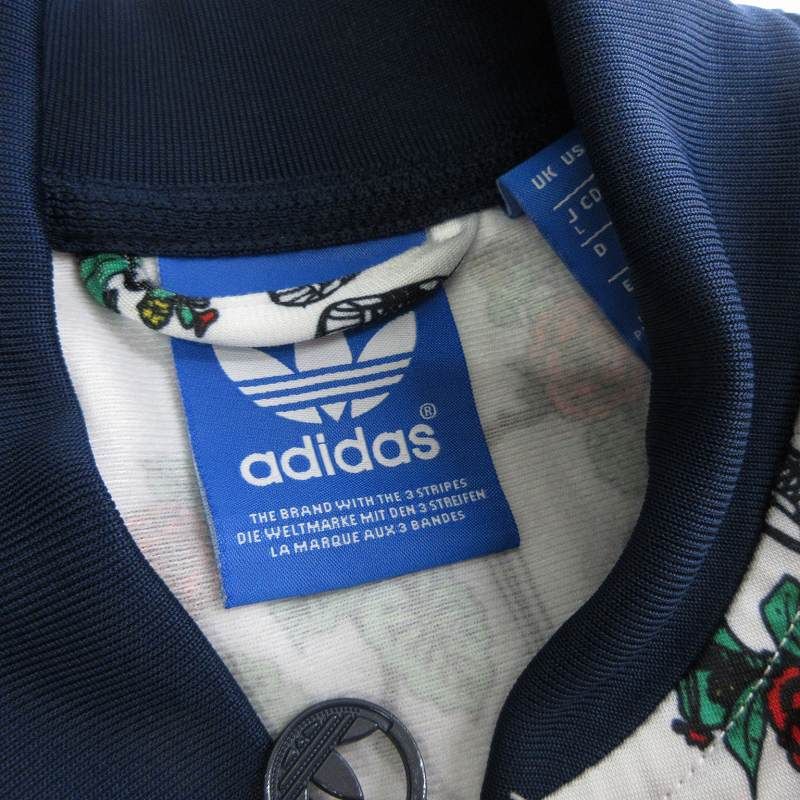 アディダスオリジナルス adidas originals 美品 アイランド スーパースター トラック トップ ジャケット ジャージー ジップアップ  花柄 総柄 S19054 白 ホワイト 紺 ネイビー L □SM3 - メルカリ