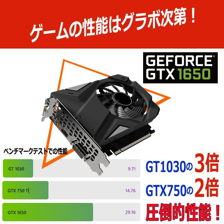 高速グラボ GTX1650搭載 高拡張&熱対策ばっちりタワー型 ゲーミングPC