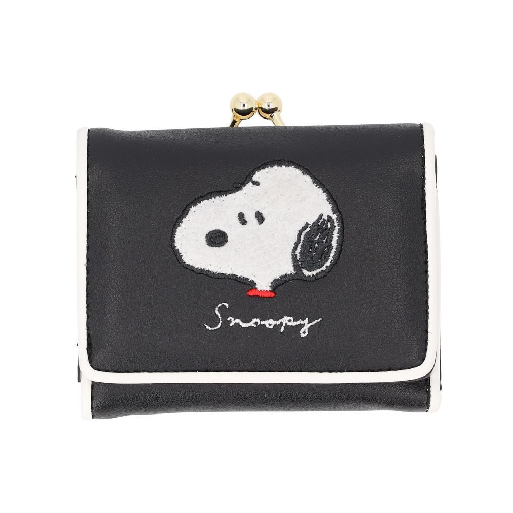 ☆ スヌーピーワッペンBLACK ☆ キャラクター がま口ミニウォレット 三