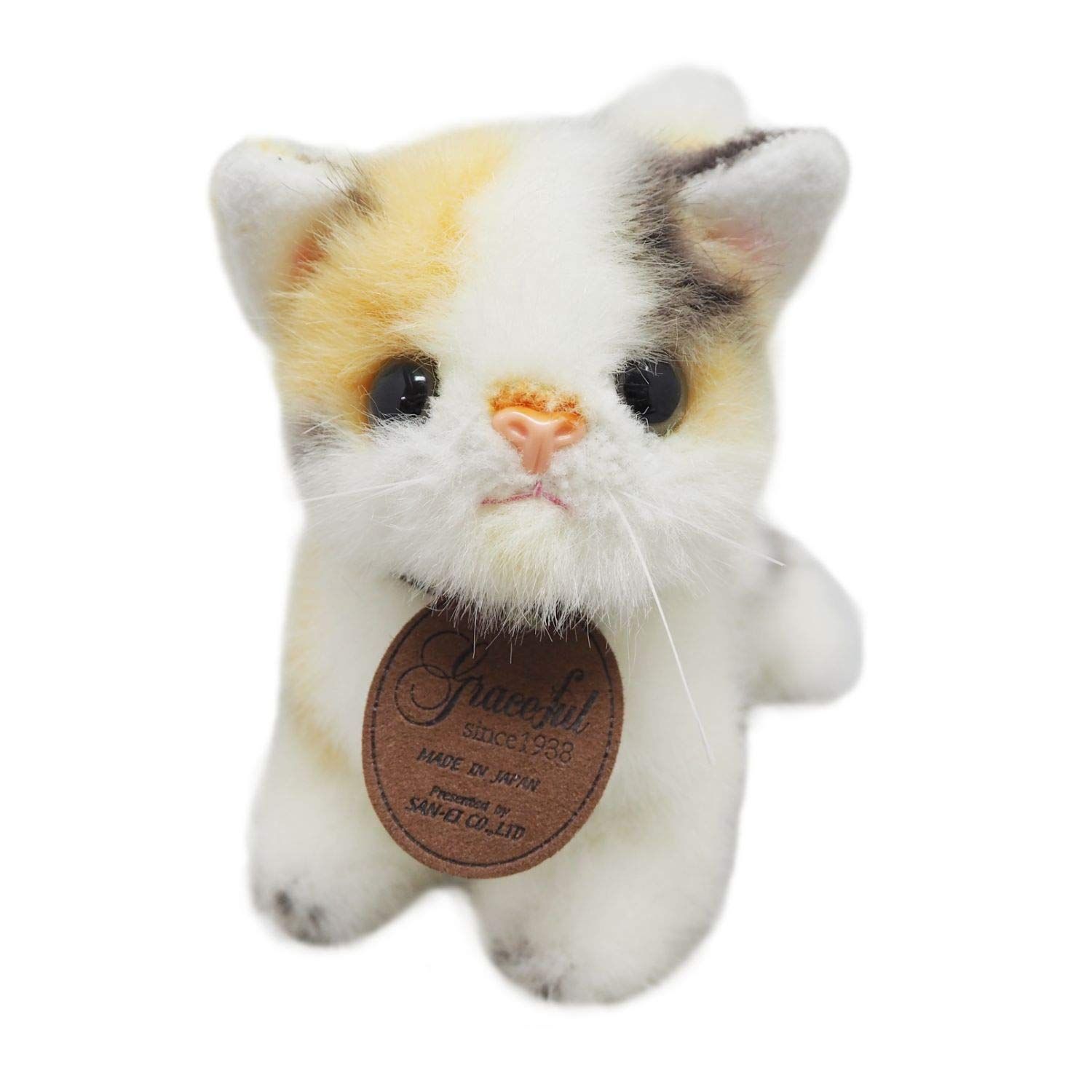 【特価セール】三英貿易 オリジナル ぬいぐるみ グレイスフル(日本製) こねこのミーヤ 立ち ミケ W8×D15×H14.5cm ネコ 復刻