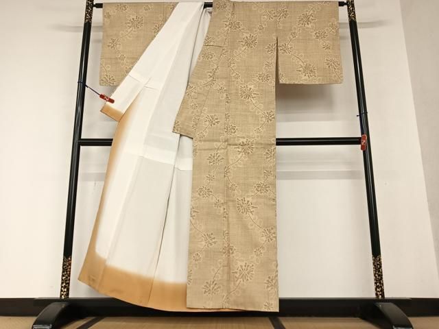 平和屋着物○結城紬 80亀甲 雪輪短冊文 正絹 逸品 AAAU4227np