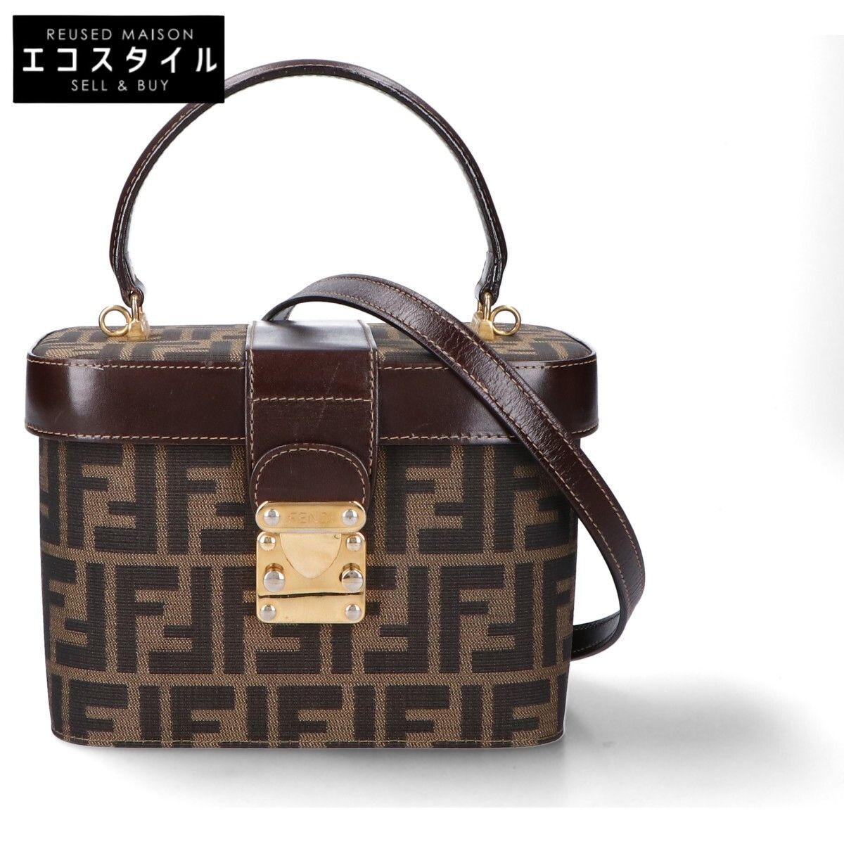 FENDI フェンディ ズッカ キャンバスxレザー 2WAYショルダーバニティ