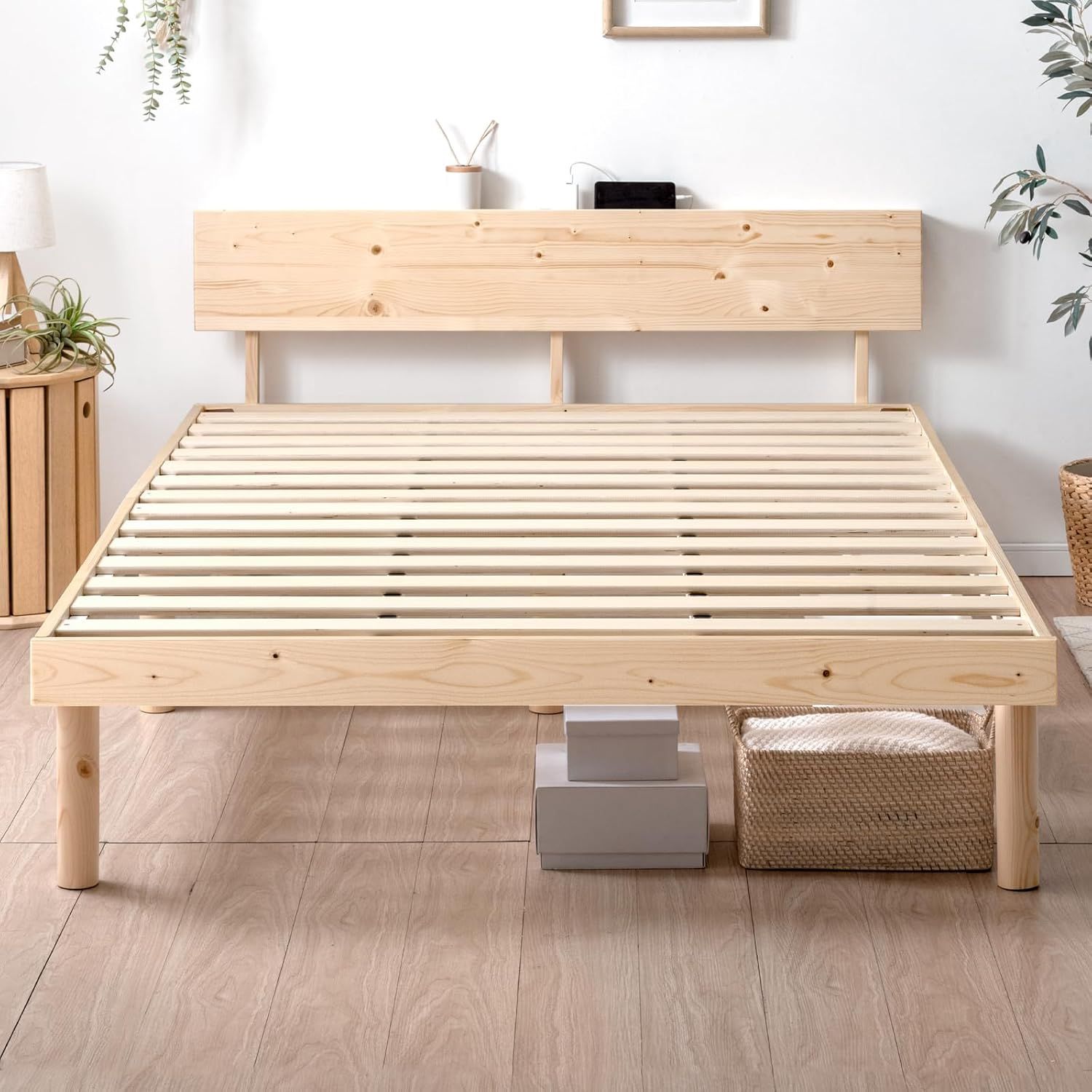 タンスのゲン ベッド シングル 天然木 北欧パイン材使用 宮棚 2