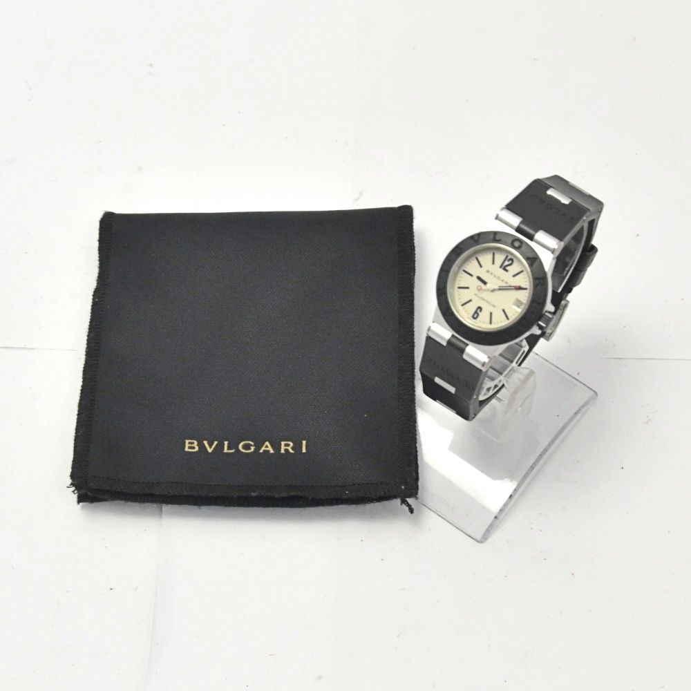 ブルガリ BVLGARI AL32TA アルミニウム デイト アルミニウム/ラバー クォーツ ユニセックス良品 H#133454