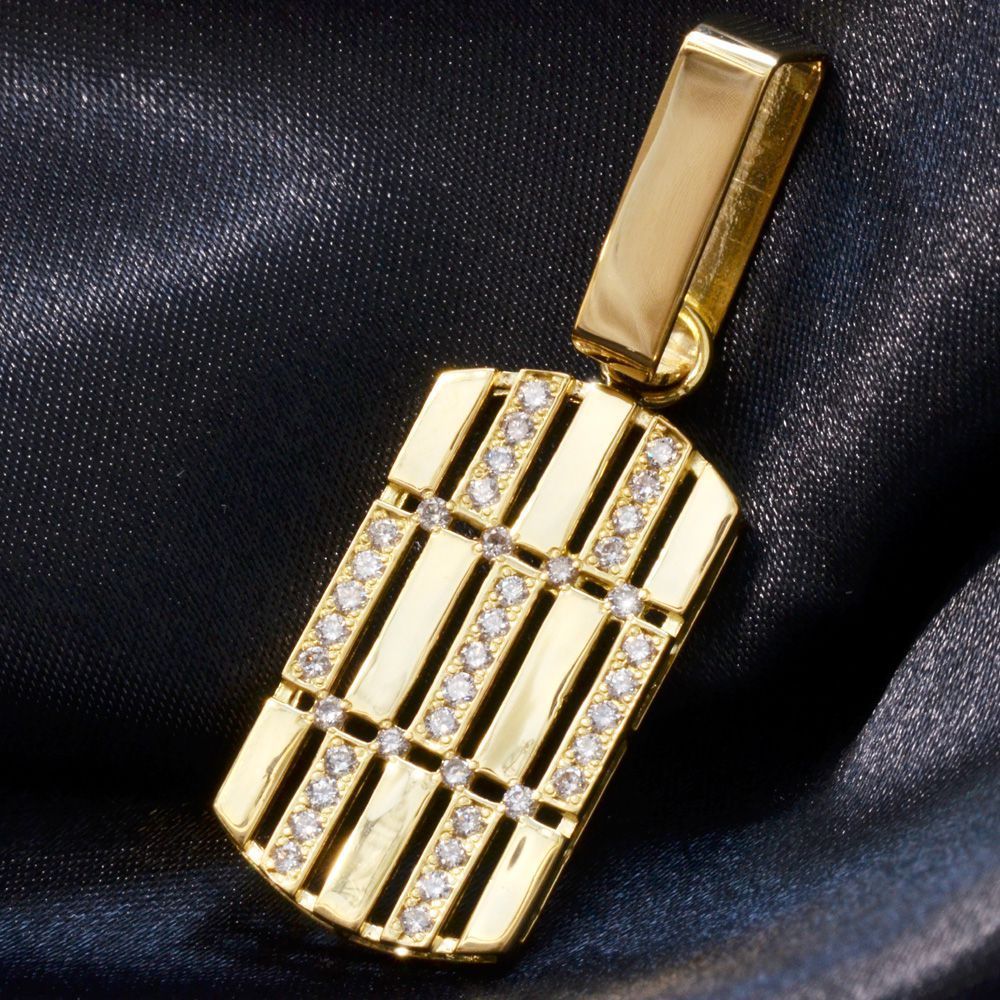 ペンダントトップ メンズ K18 18K 18金 イエローゴールド ダイヤモンド プレート ペンダントヘッド 刻印入り 鑑別書付き