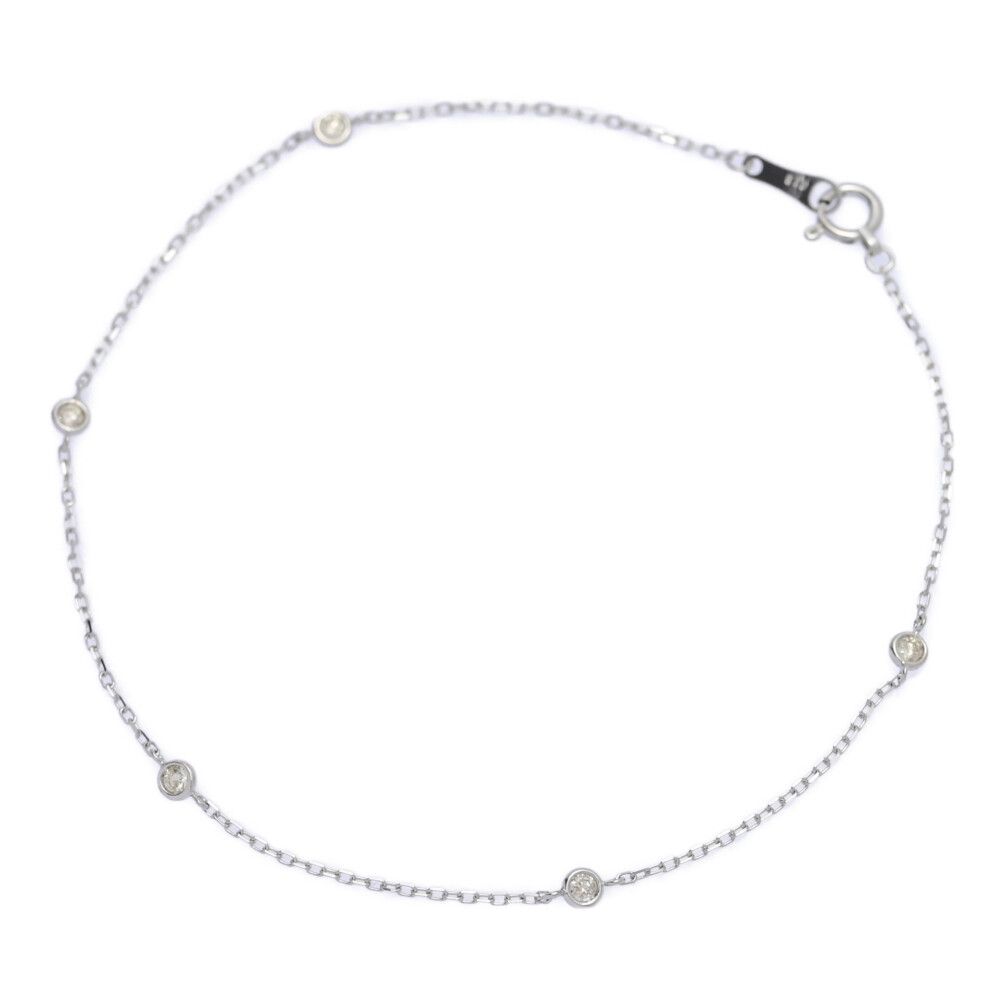 0.13ct|バイザヤード 5P・ダイヤモンド ブレスレット|K18WG|750-0.8g|ホワイトゴールド|プレゼント|記念日 ♀ S レディース 593946