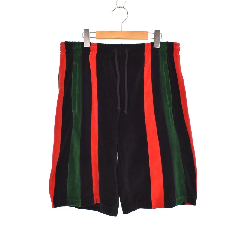 極美品●GUCCI シェリーライン ベロア ハーフパンツ マルチカラー M グッチ GUCCI ウェブライン シェリーライン ショートパンツ