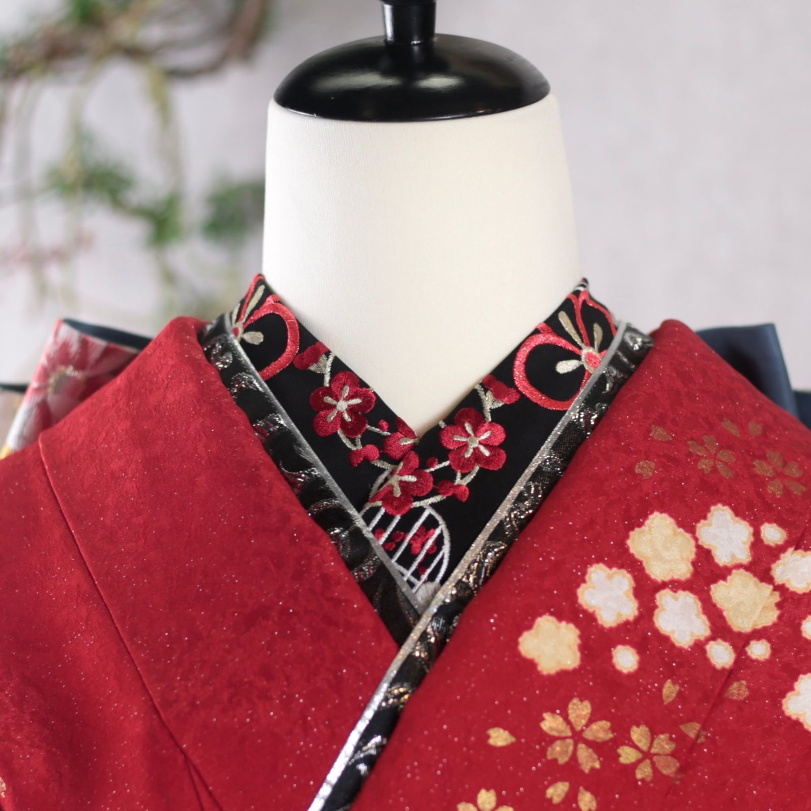 振袖フルセット 振袖セット 振袖 M～Lサイズ 赤×辻が花 美品 成人式