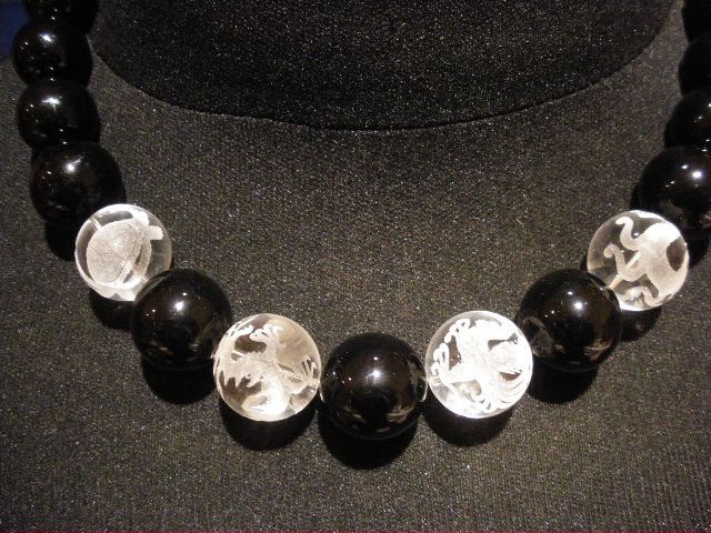 20ミリ 四神獣 水晶 オニキス 数珠 ネックレス - メルカリ