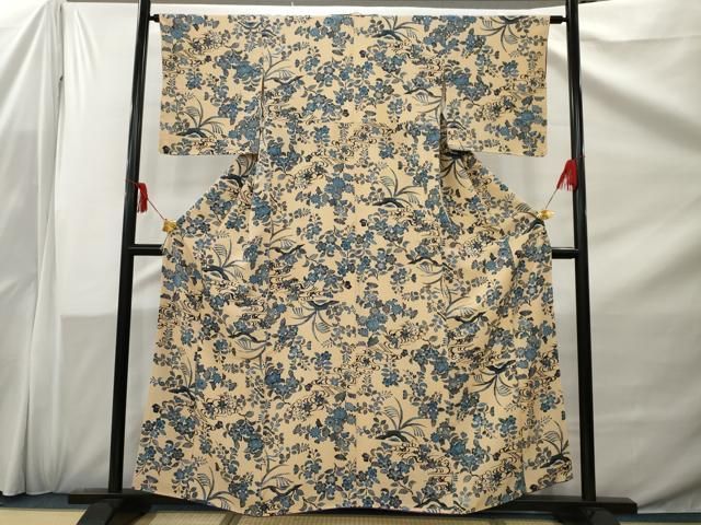 平和屋着物▽上質な小紋 単衣 水玉文 正絹 逸品 AAAV2806fy