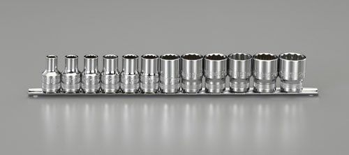 ミリサイズ ESCO (エスコ) ソケットセット 12角 EA687CS-200 差込角:1/2インチ 12本組 1セット