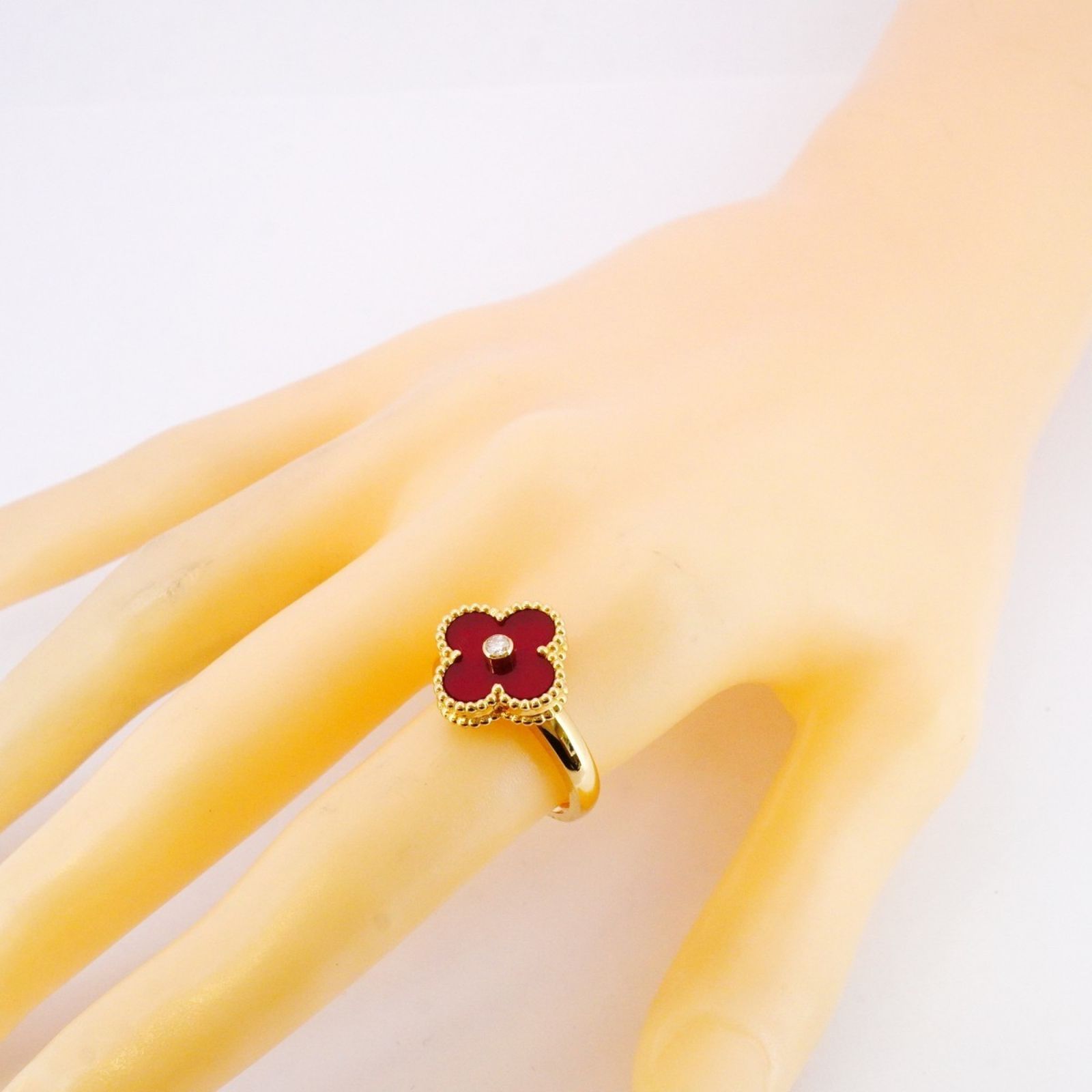 ヴァン クリーフ＆アーペル Van Cleef - Arpels ヴァンクリーフ＆アーペル リング アルハンブラ 1PD 18KYG イエローゴールド ダイヤモンド カーネリアン レッド ＃57レディース FORTGASGNV_COM_BR