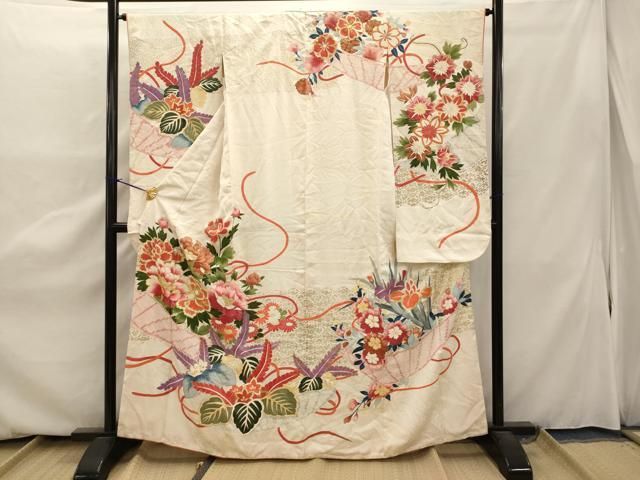 豪華振袖　駒刺繍　絞り　花筏文　正絹　逸品 豪華振袖駒刺繍絞り花筏文正絹逸品
