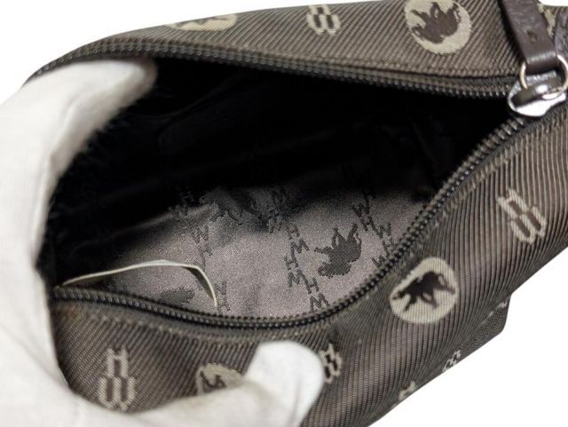 新品同様 ハンティングワールド ポーチ ロゴ キャンバス ダーク  