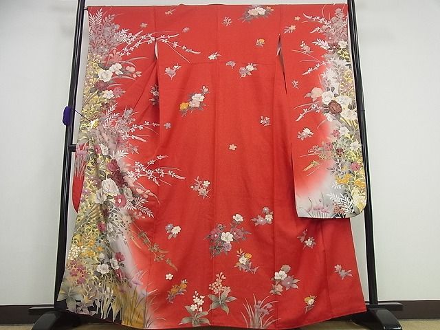 平和屋1□極上 女優・後藤久美子ブランド 振袖 草花文 逸品3s3906 - 振袖