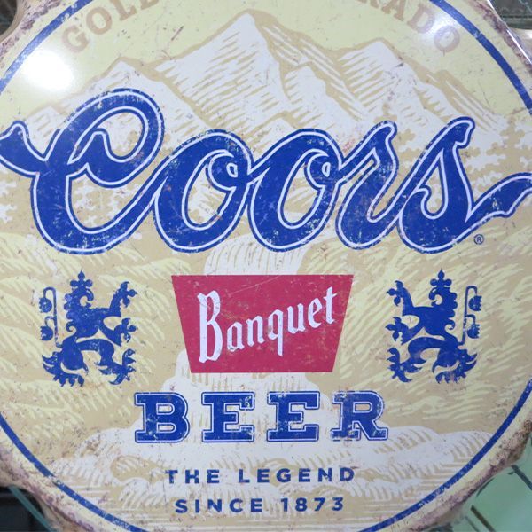 ボトルキャップ メタルサイン Coors Banquet Weathered【クアーズ 
