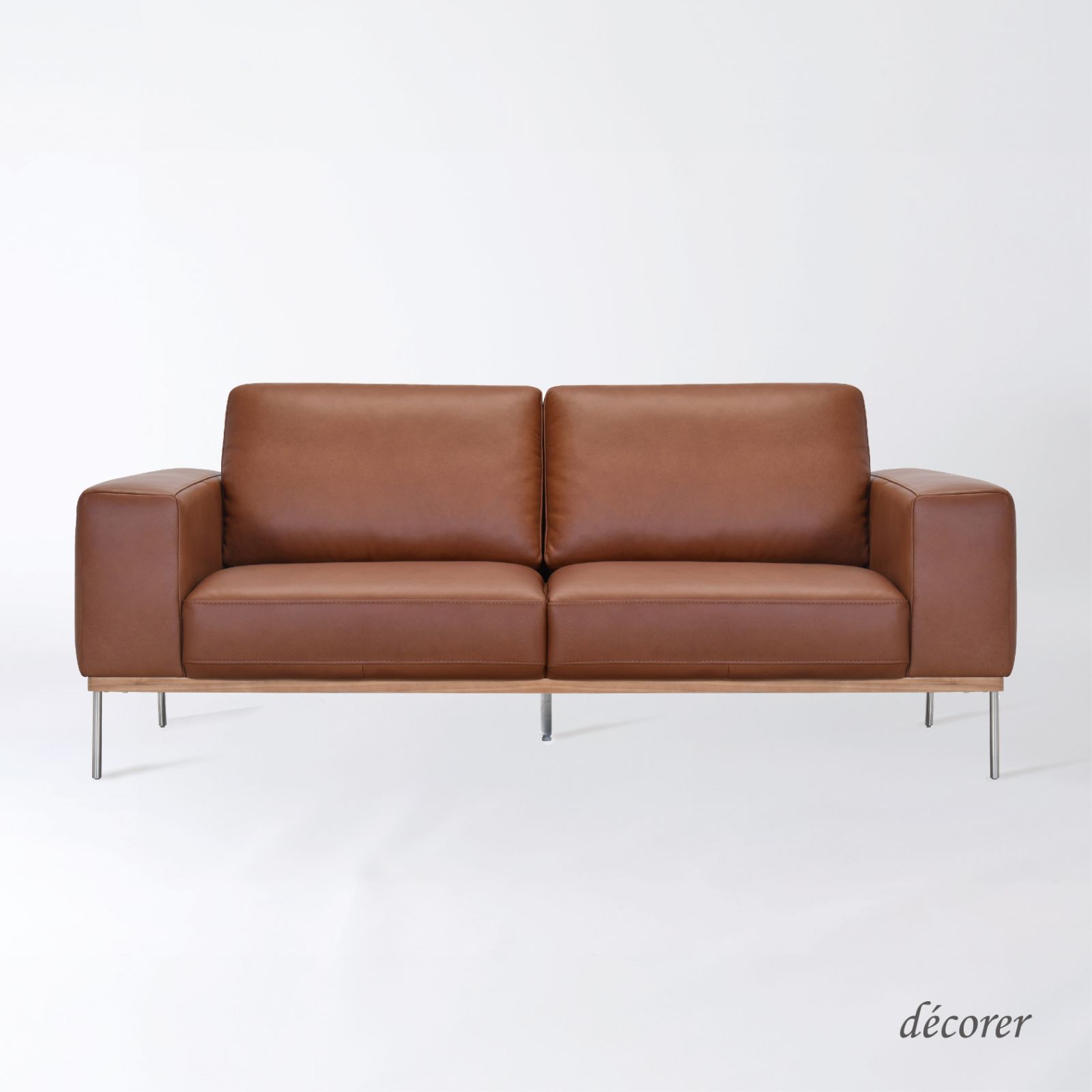 【新作】Italian leather sofa 3P No.11 / イタリアンレザーソファ【３人掛け】 北欧 スタイル 革 レザー 3P ソファー  ステンレス おしゃれ モダン ブラウン トリプル ソファ ジャパンディ シンプル 木フレーム 【送料込み】