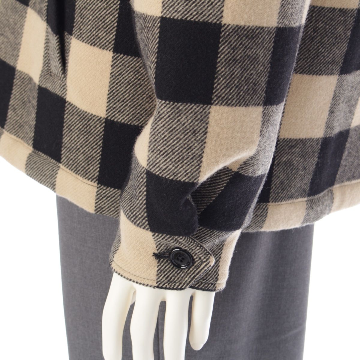 セリーヌ 24AW ウール ロゴフード付き チェック オーバーサイズシャツ