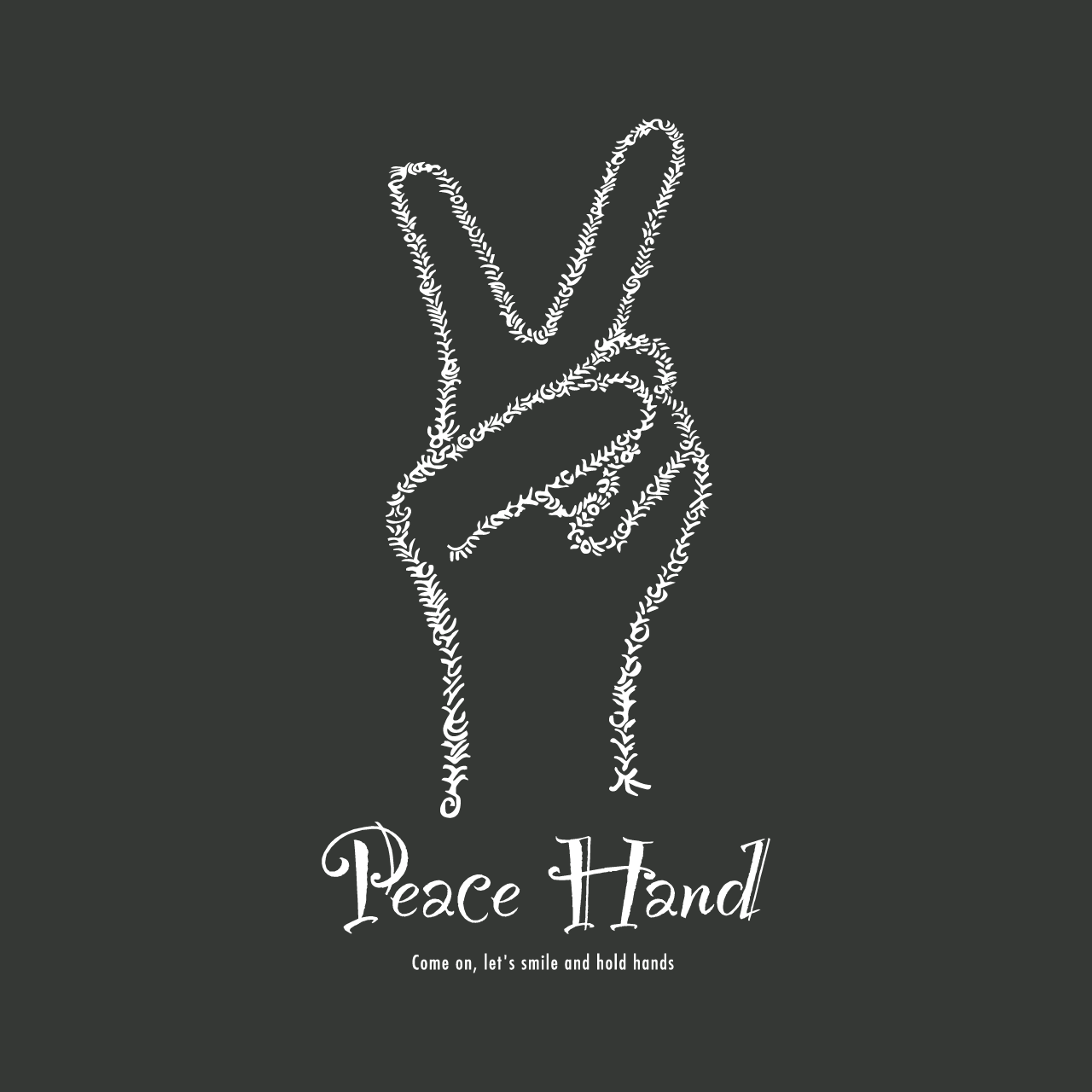 グラフィックロングTシャツ　Peace Hand Mono / Black -Long-
