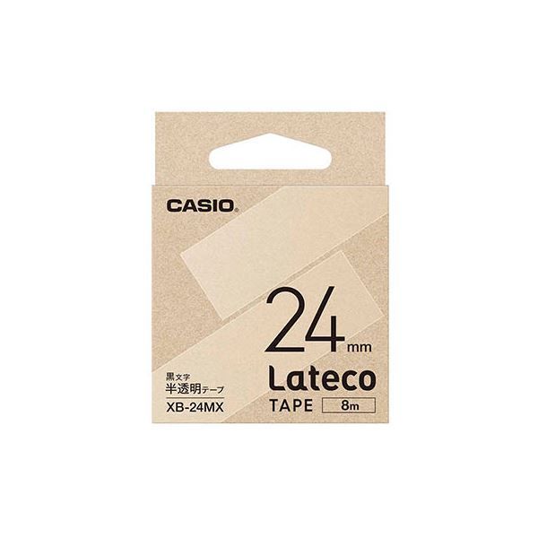 カシオ計算機 Lateco専用詰替用テープ/半透明に黒文字/24mm XB-24MXX5