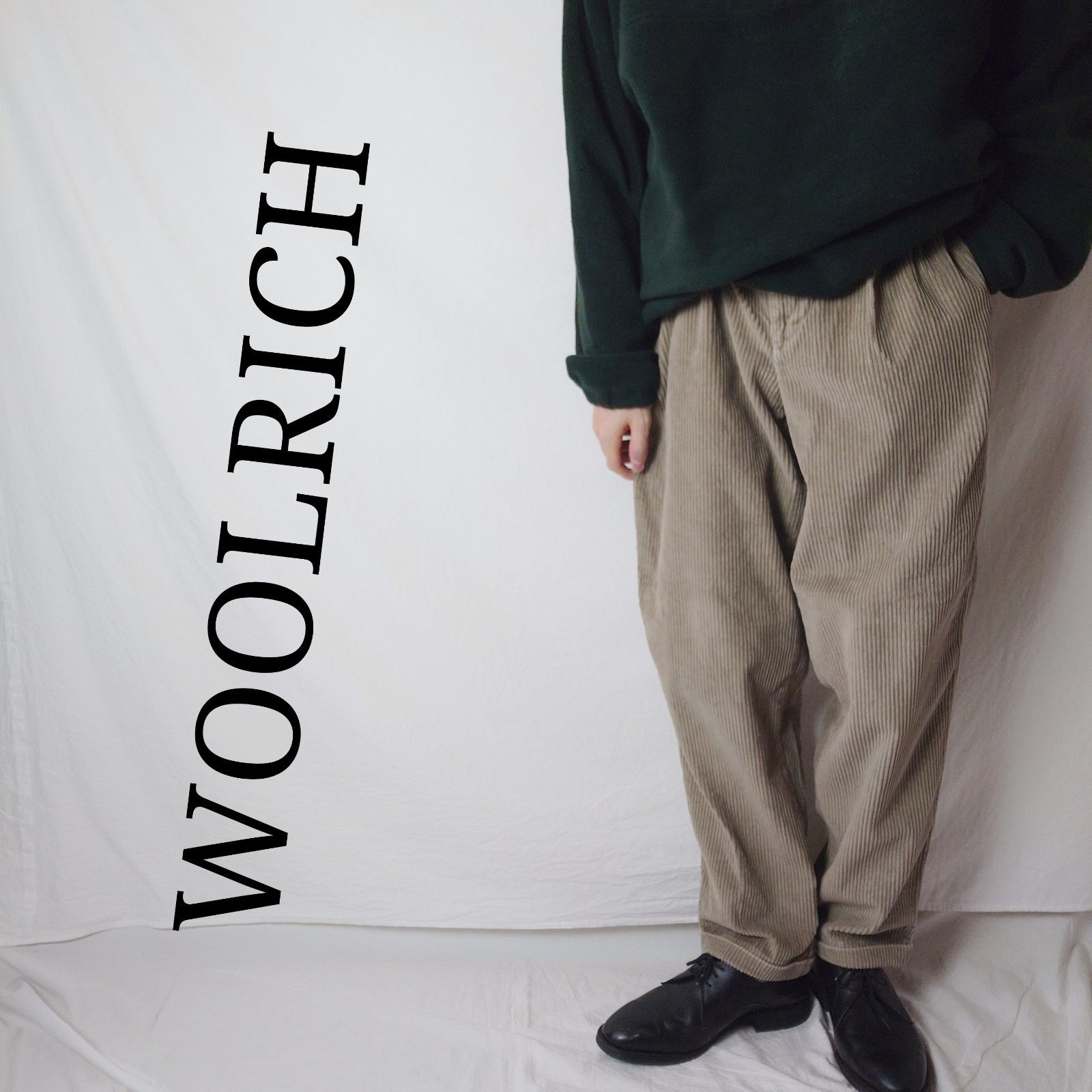【90s】WOOLRICH ウールリッチ コーデュロイパンツ ツータック 太畝 ベージュ