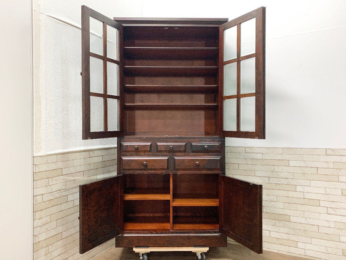 北海道民芸家具　HM160K　食器棚　カップボード　飾り棚　樺材　無垢 北海道民芸家具 HM160K 食器棚 カップボード 飾り棚 樺材 無垢 北海道