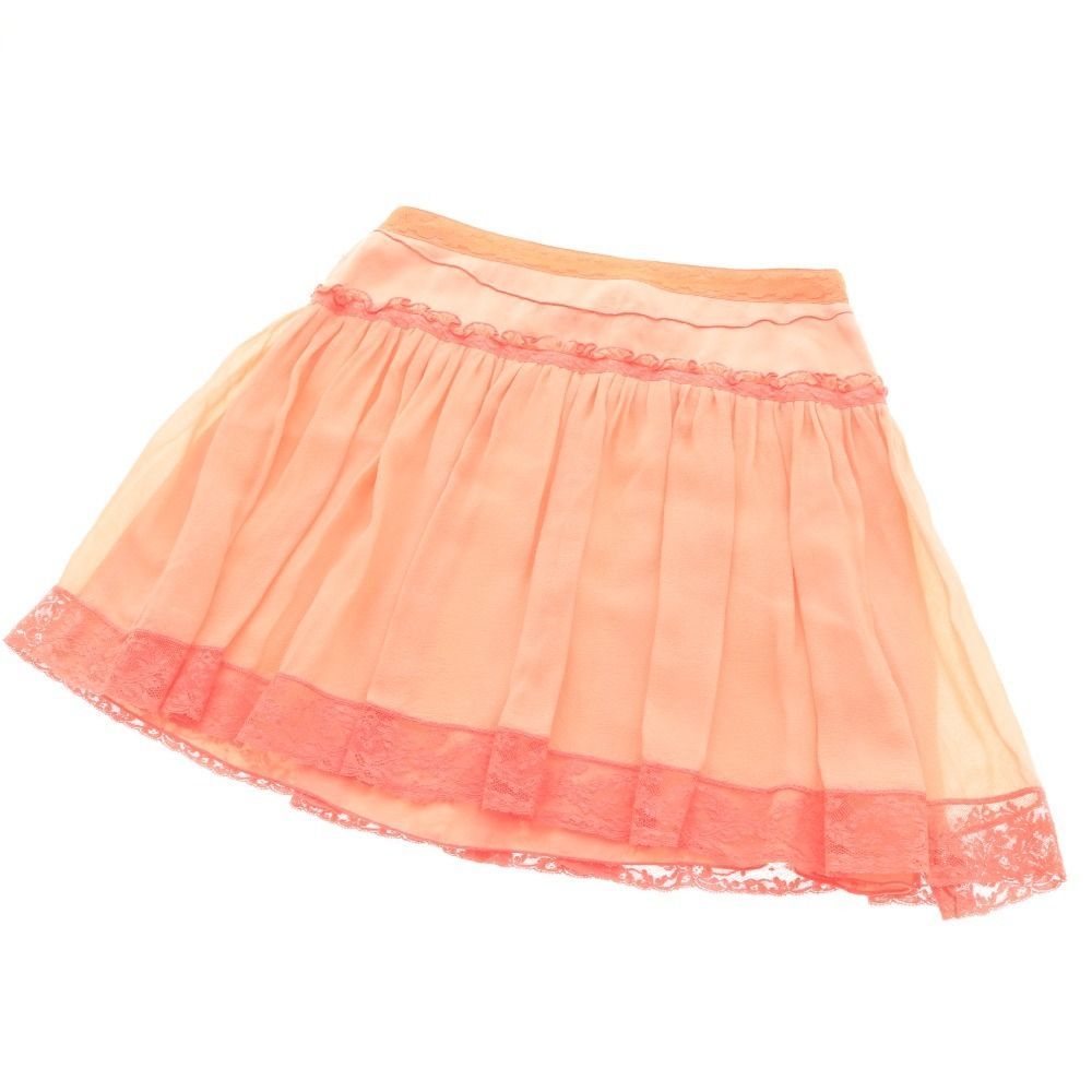 美品 Blumarine ブルマリン ベージュピンク レースフレアスカート □ ブルーガールブルマリン スカート ミニ丈 ボトムス レース