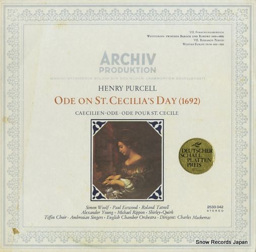 【中古】「非常に良い」［CD］Ode on St. Caecilia's Day レコード】チャールズ・マッケラス purcell; ode on st. cecilia's day