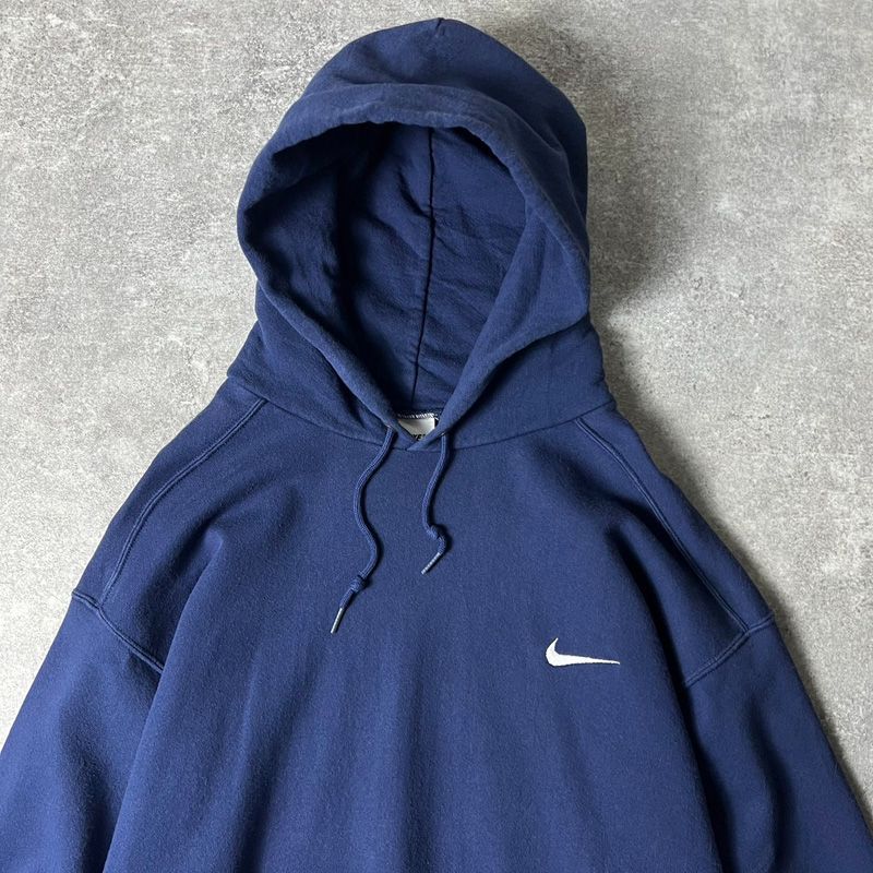 90s NIKE スウォッシュ ロゴ刺繍 スウェット フード パーカー M / 90