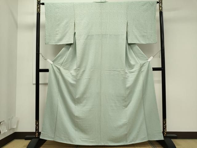 平和屋着物□上質な色無地 唐草地紋 青磁鼠色 正絹 逸品 CAAS5269ou