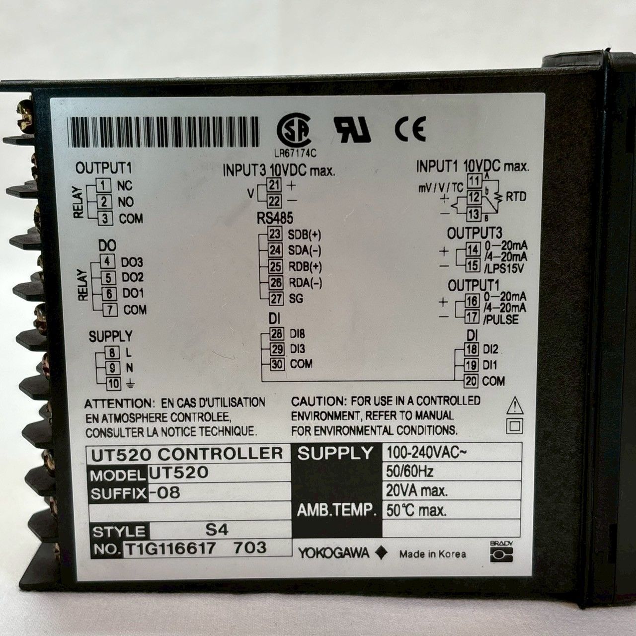 ランクS 品 YOKOGAWA|UT520-08|デジタル指示調節計 横河電機 温度コントローラー|STYLE|S4|ヨコガワ|No.1285 HRDEVELOPMENT_JP