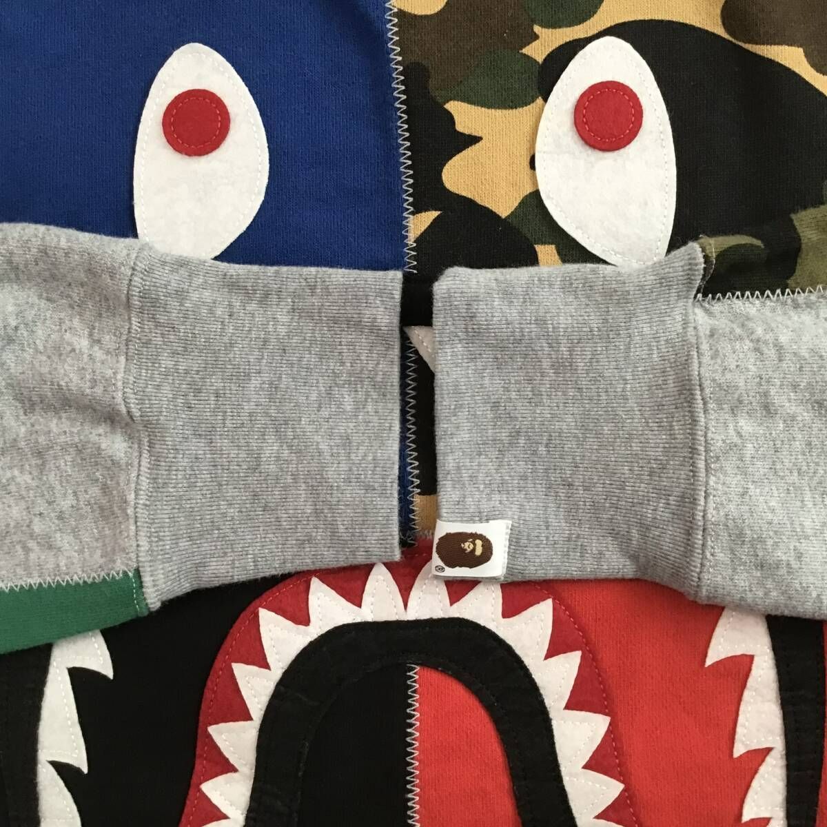 パッチワーク シャーク 長袖 スウェット Sサイズ a bathing ape BAPE 