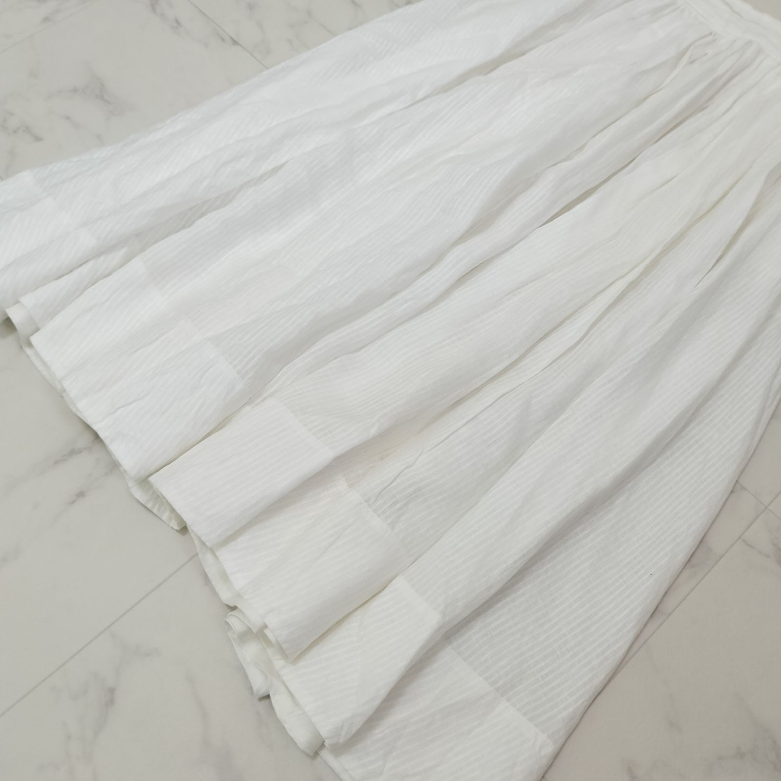 ebure エブール 麻 ロング丈 ボリュームギャザースカート 白 36 S M SIROKUMA-CORPORATION_COM