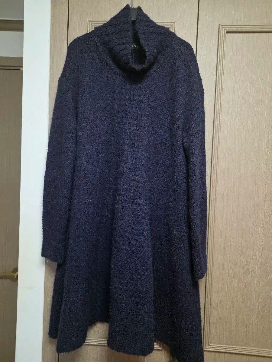 MINE マイン タートルネック ニット ロング ワンピース ネイビー