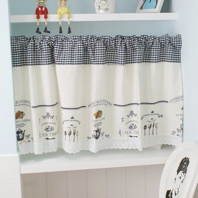 【訳あり】カフェカーテン ティータイムグッズ＆チェック柄 カントリー風