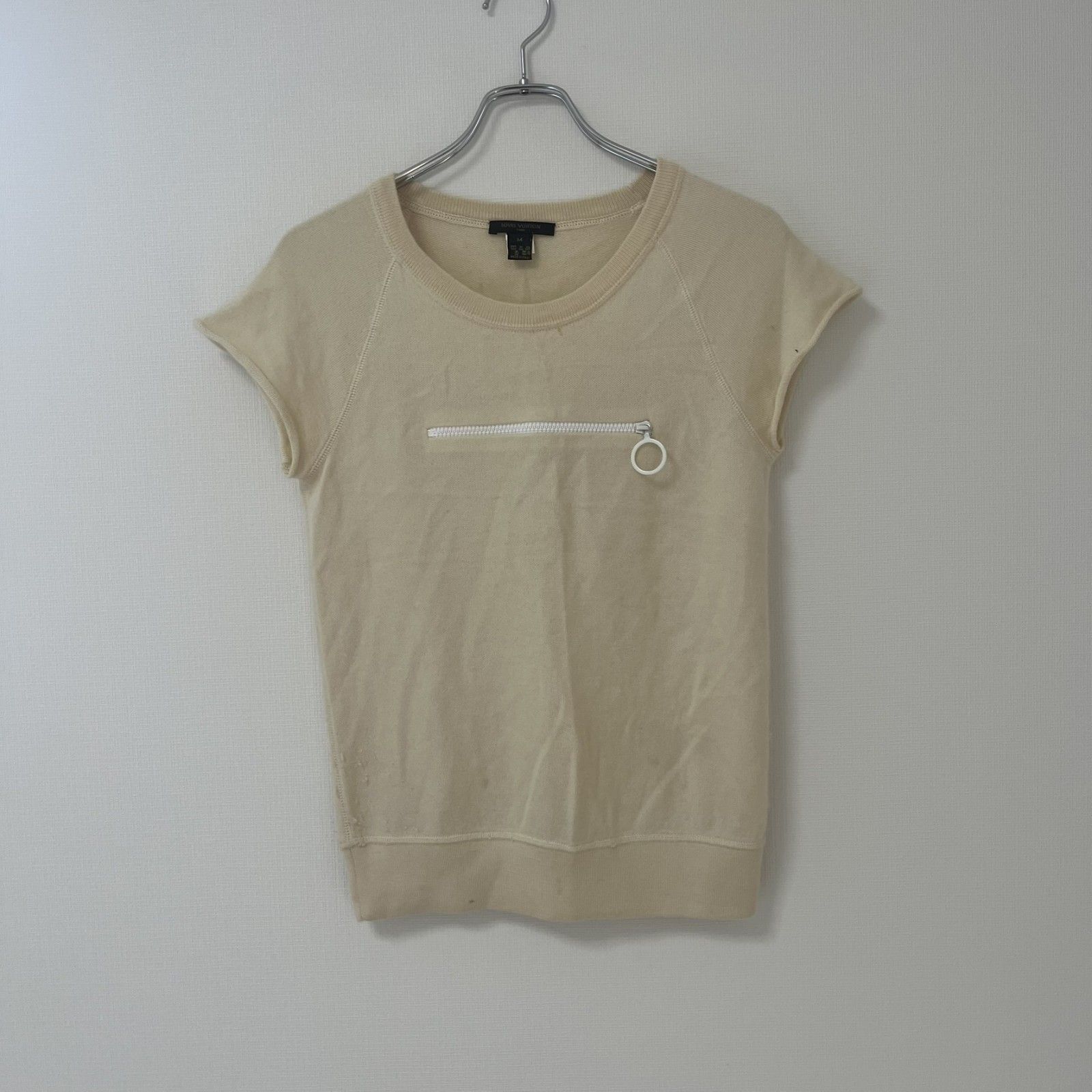 LOUIS VUITTON - 【LOUIS VUITTON】ルイ・ヴィトン トップス 半袖 Tシャツ 半袖ニット ファスナー装飾 ホワイト M LOUIS VUITTON】ルイ・ヴィトン トップス 半袖 Tシャツ 半袖