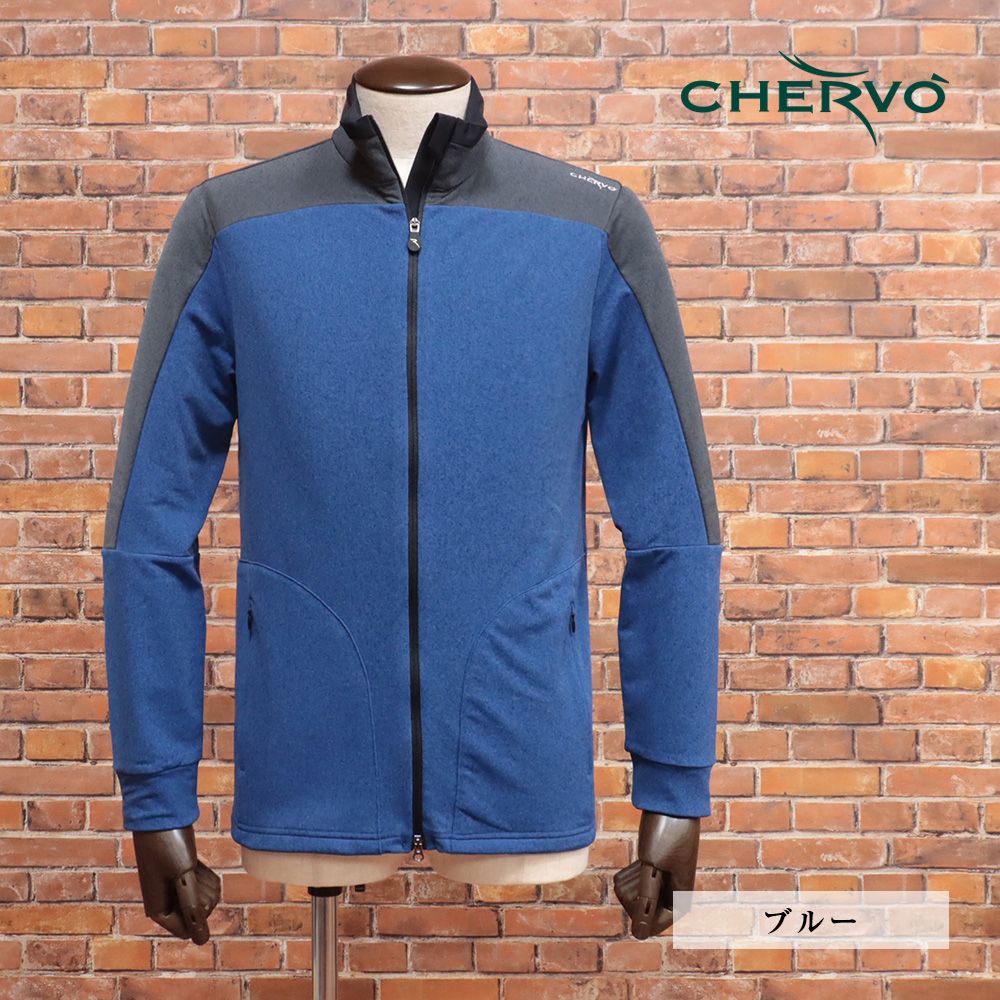 秋冬|CHERVO|48サイズ|ミドラー PARQUET 裏起毛ジャージー 快適 保温 ダブルジップ ゴルフ |青|ブルー|md127a|