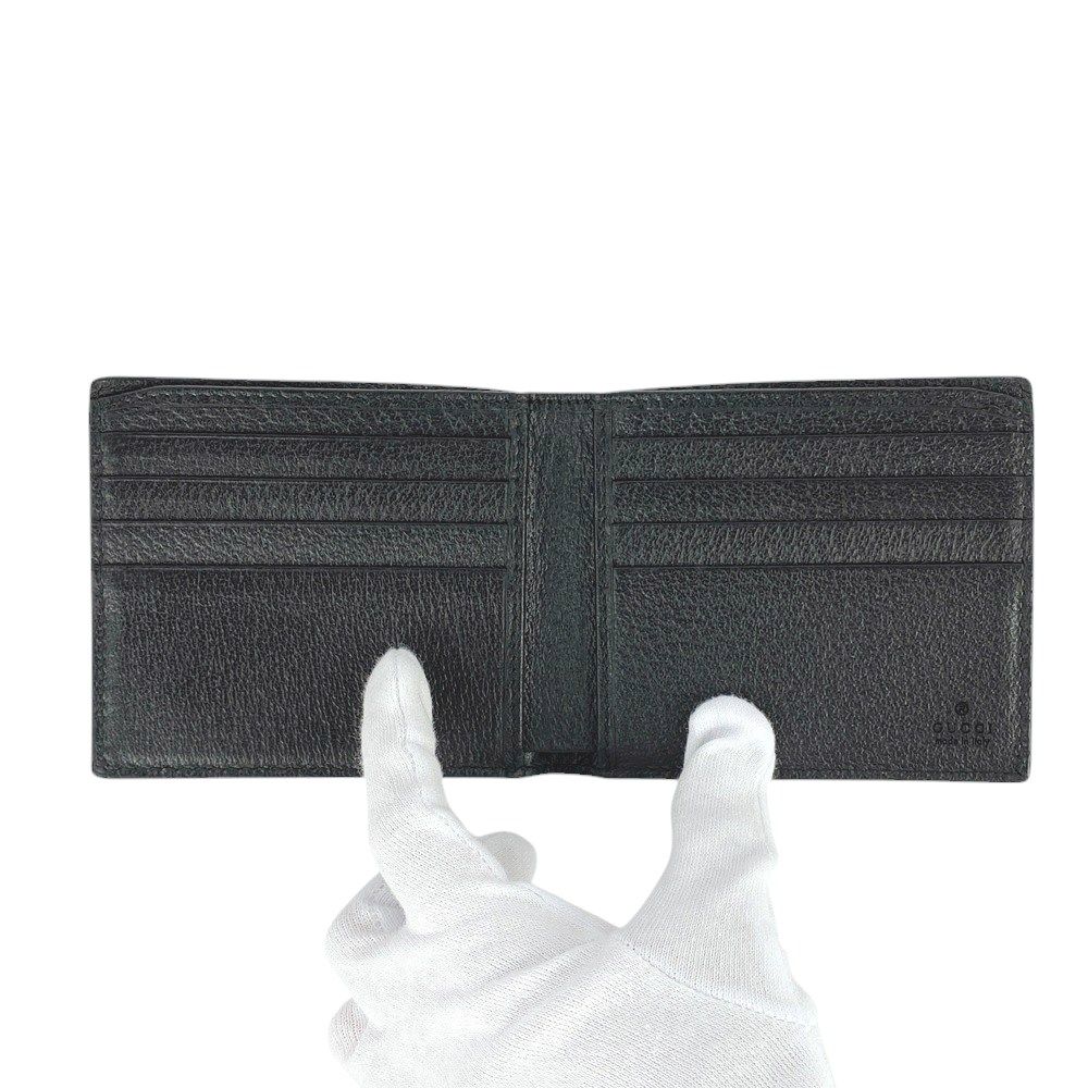 □美品□ グッチ GG マーモント 二つ折り 財布 札入れ レザー ブラック