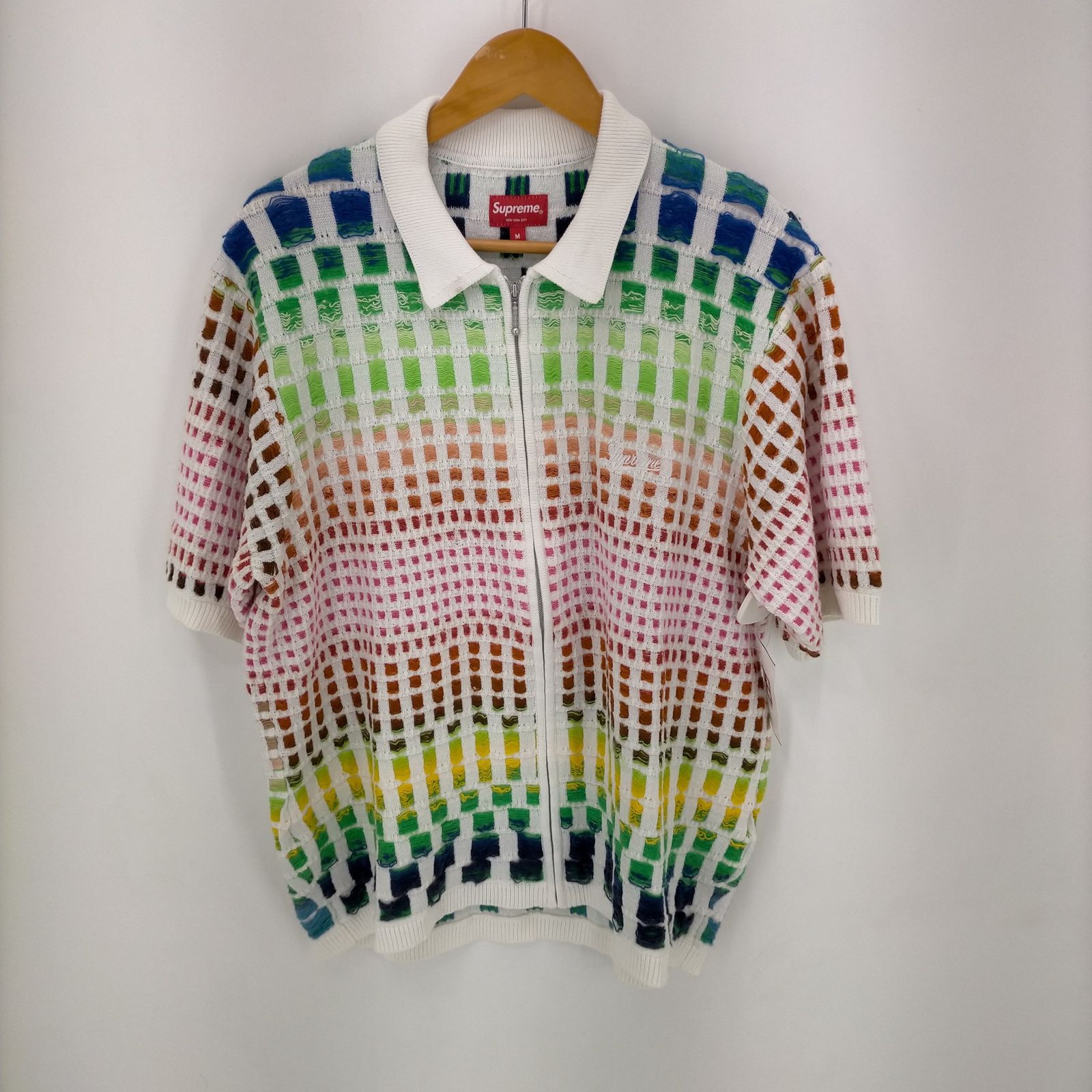 Supreme 23ss Gradient Grid Zip Up Polo Buy Supreme Gradient