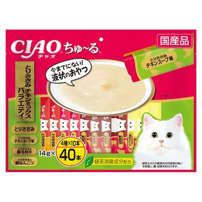 同梱不可 8個セット いなばペットフード CIAO ちゅ～る とりささみチキンミックスバラエティ 14g×40本