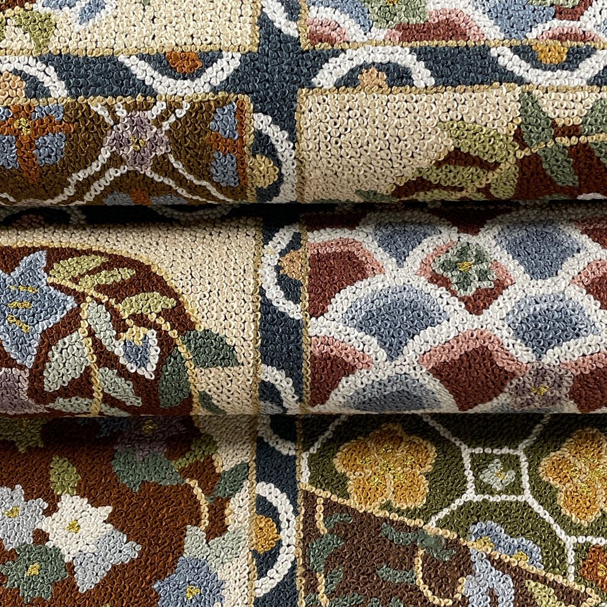 袋帯 美品 逸品 花丸文 有職文様 金糸 相良刺繍 灰緑 六通 正絹 【中古】 - メルカリ