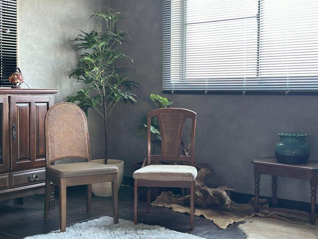 飛騨産業　マルニ木工　ヴィンテージチェア　ラタンバックチェア　2脚セット　H 飛騨産業 マルニ木工 ヴィンテージチェア ラタンバックチェア 2脚