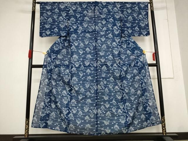 平和屋着物＊夏物 小紋 絽 笹竹飛鳥文 洗える着物 AABB8662st