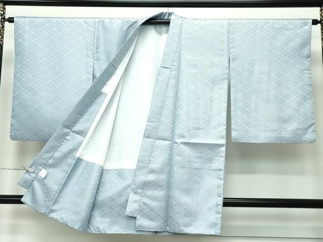 平和屋着物 上 男性 袴下着物 紋付き羽織セット 花菱地紋 青磁鼠色地 舞台衣装 洗える着物 CZAA3669s5