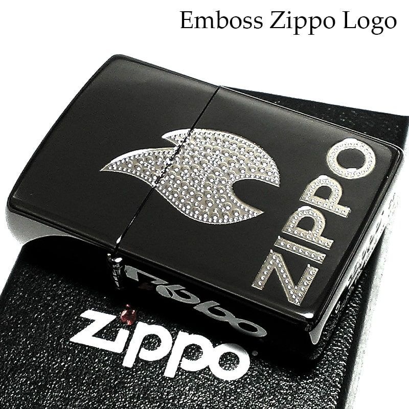 ZIPPO ライター ロゴ ジッポ ブラックニッケル エッチング彫刻 