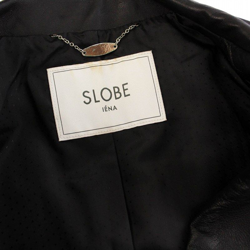 SLOBE IENA ブラック レザーライダース ジャケット レザー　38 美品 スローブイエナ レザーライダースブルゾン 38（新品 SLOBE