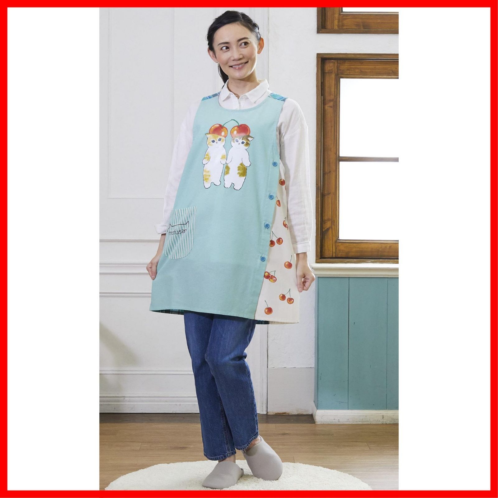 チュニックエプロン さくらんぼにゃんこ