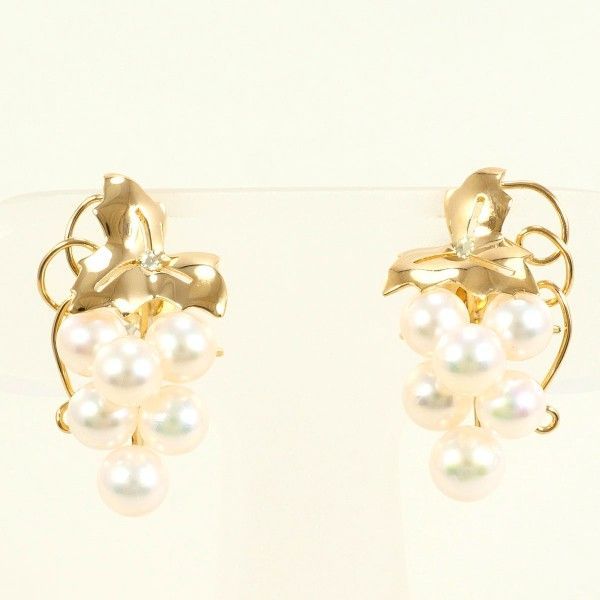 K18YG イヤリング clip-on earrings パール 真珠 総重量約3.2g