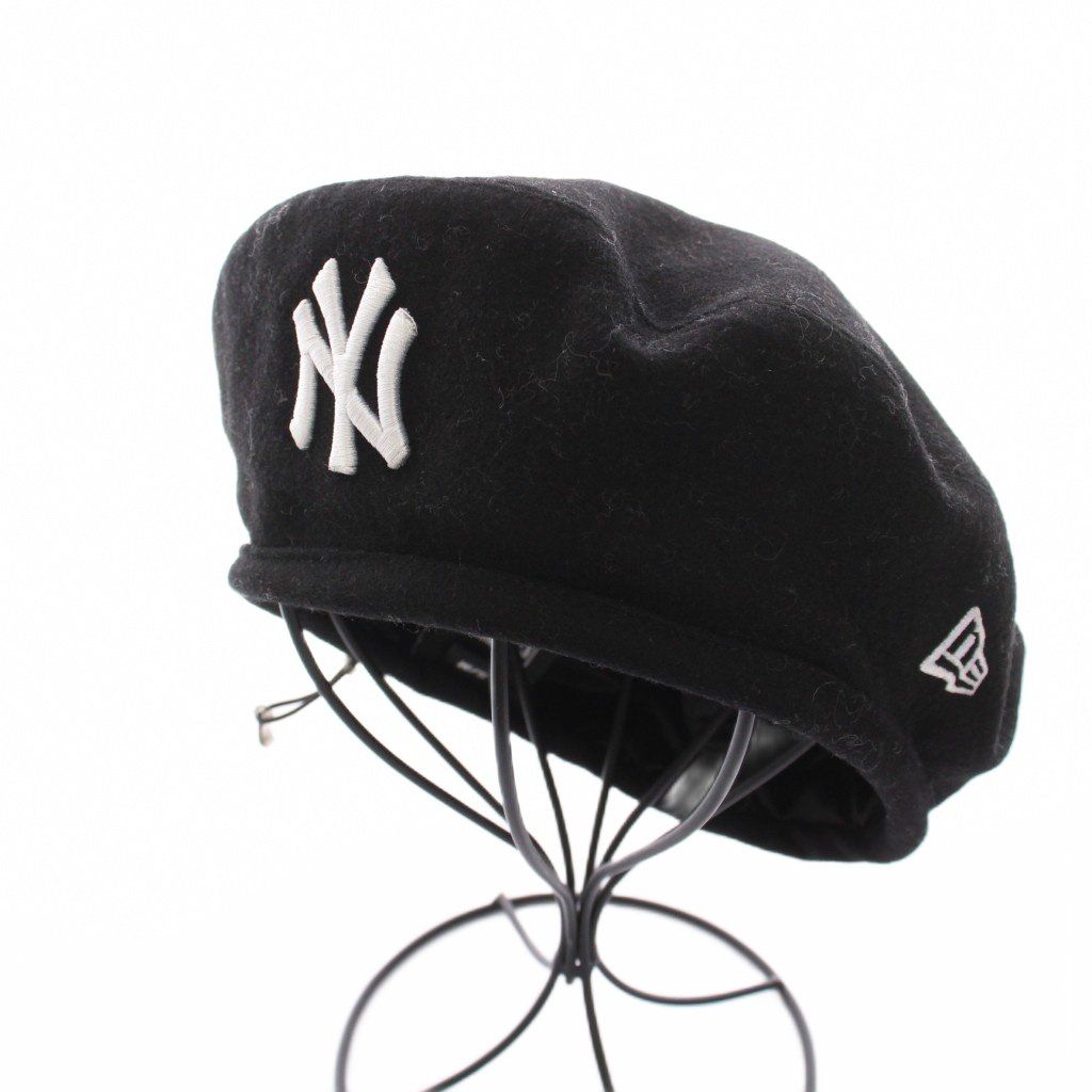 YEHUAFAN 黒 ベレー帽 ニューエラ NEW ERA ヤンキース ベレー帽 帽子 ウール S/M 黒